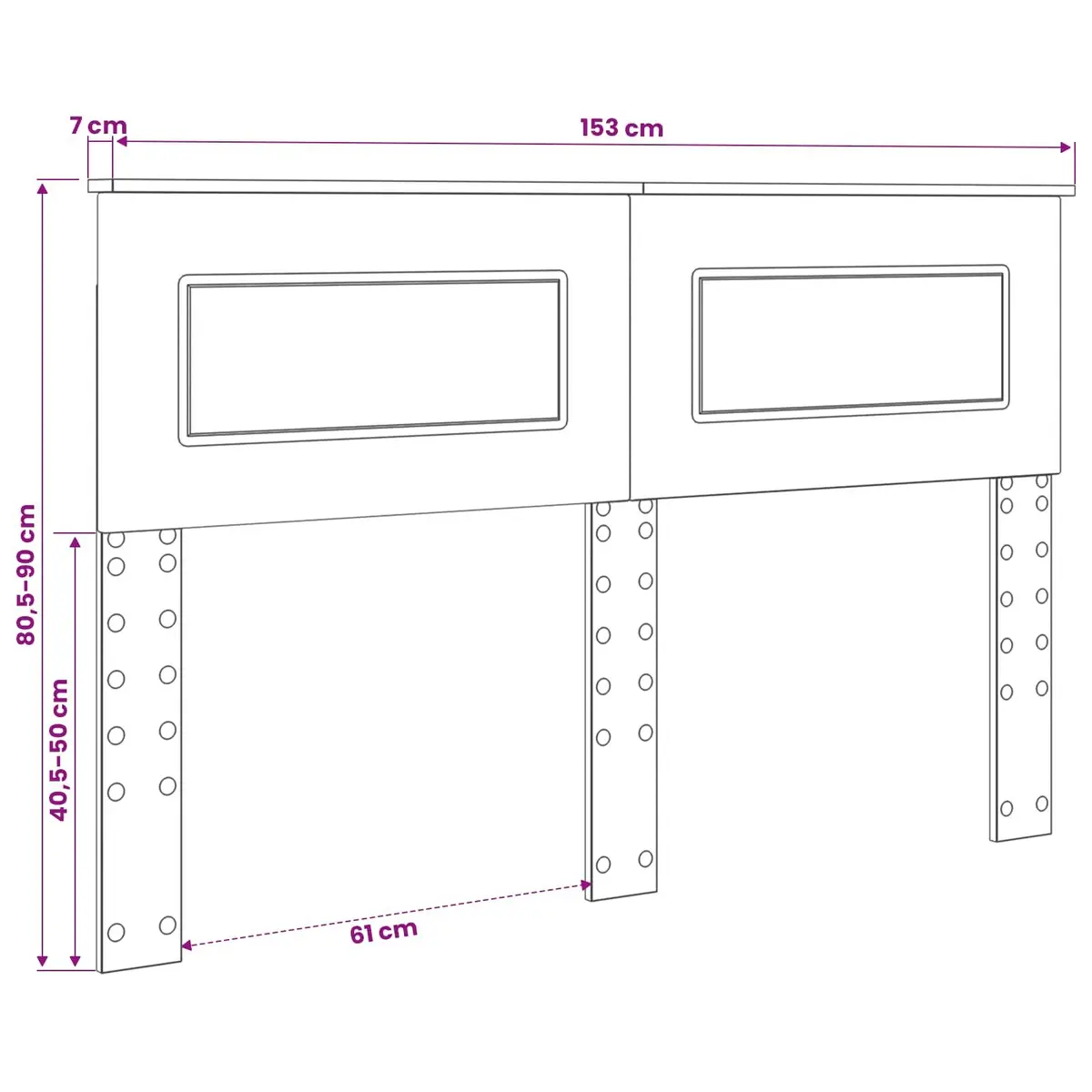 Rectangular Brown Headboard Engineered Wood Bedroom Furniture