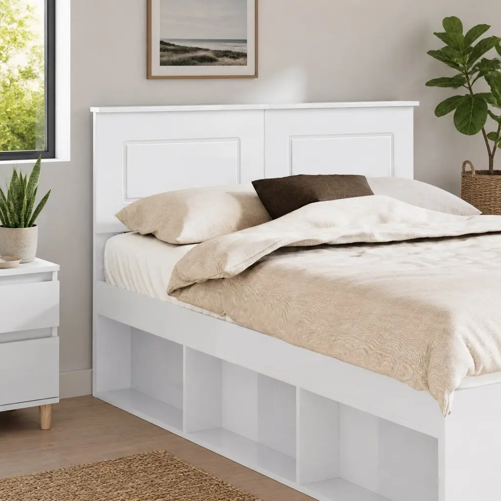 Headboard White Modern Engineered Wood Rectangular