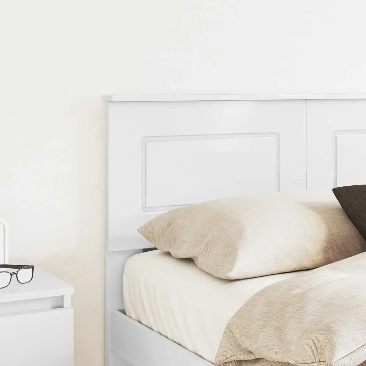 Headboard White Modern Engineered Wood Rectangular