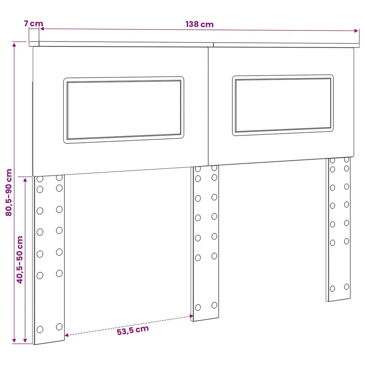 Headboard White Modern Engineered Wood Rectangular