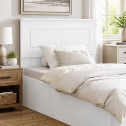 White Engineered Wood Headboard Modern Bedroom Furniture Rectangular Design