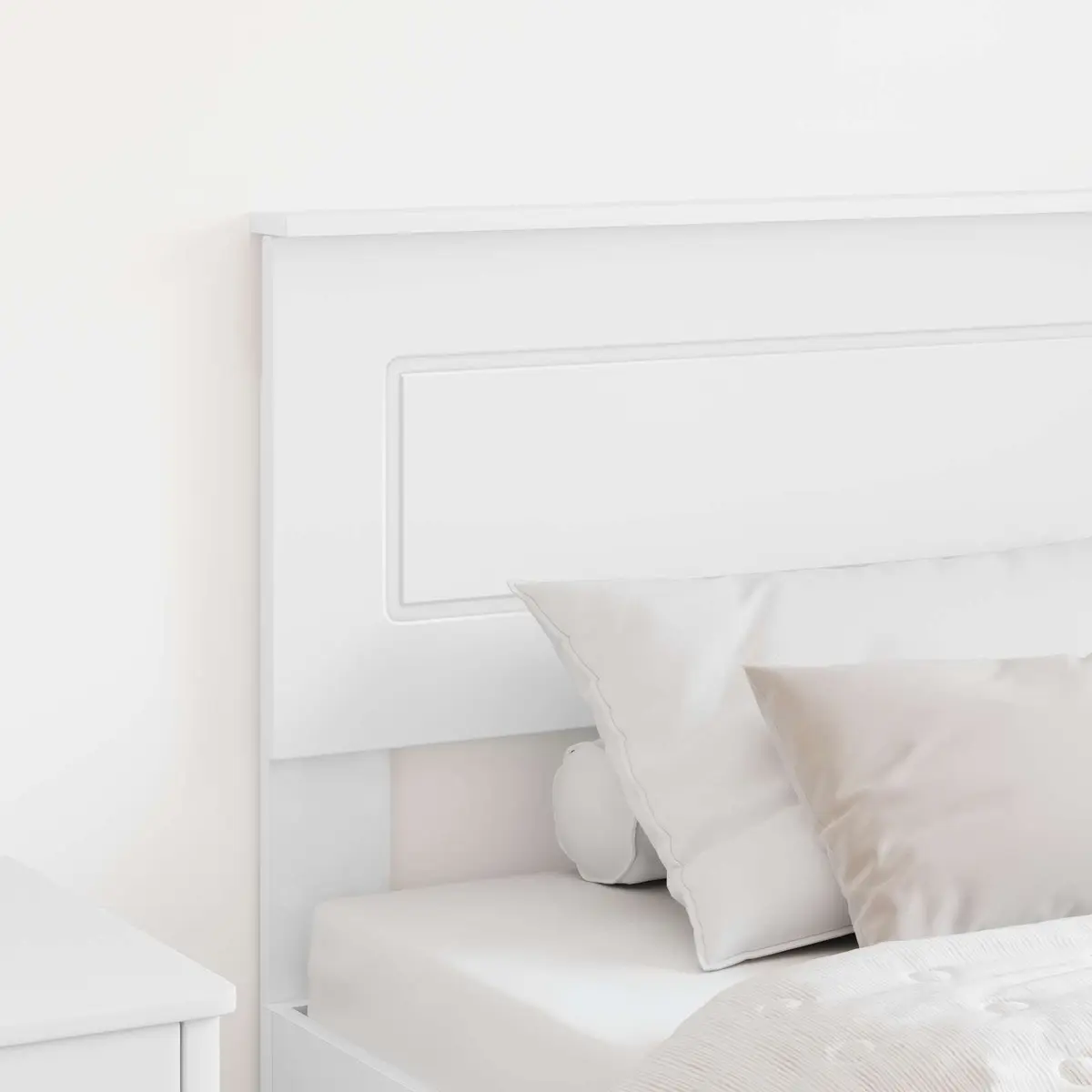 Bedroom Furniture White Rectangular Engineered Wood Headboard