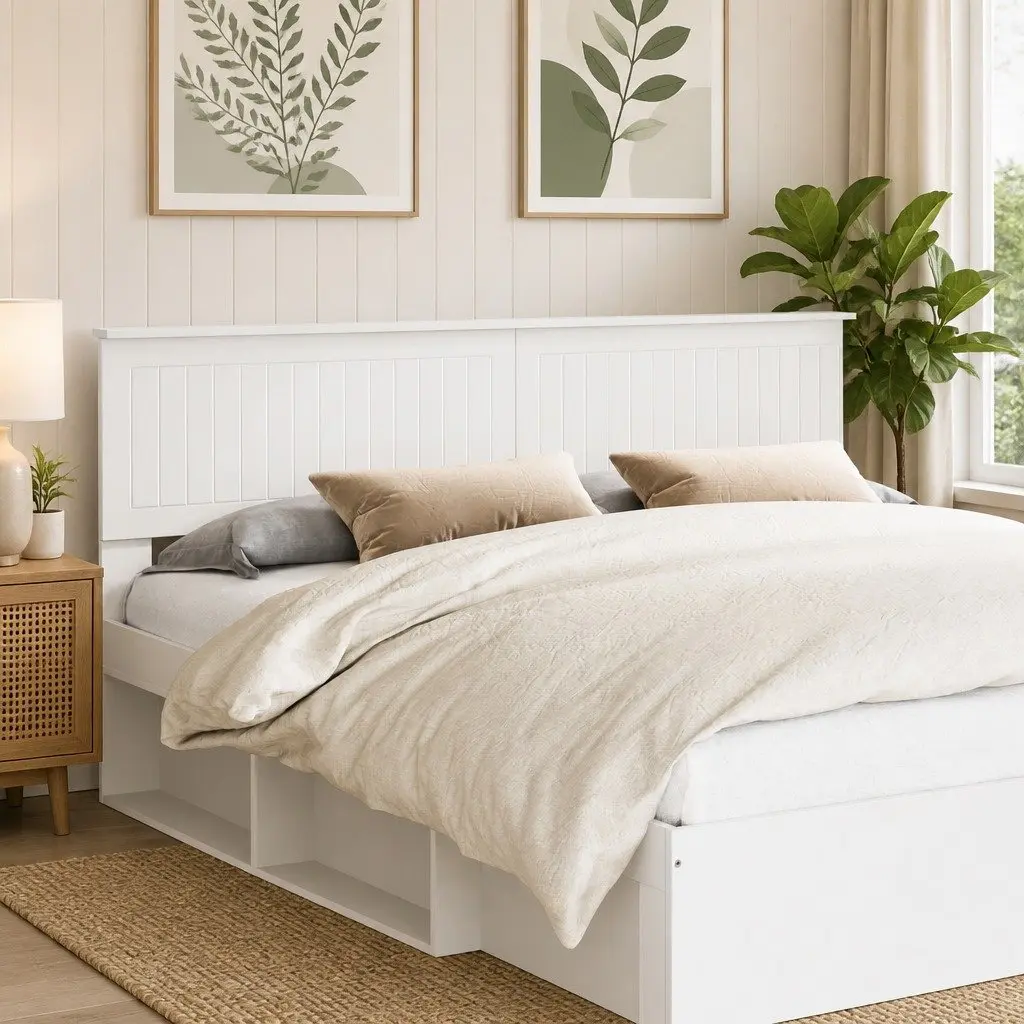 Engineered Wood Headboard Modern Minimalist White Rectangular