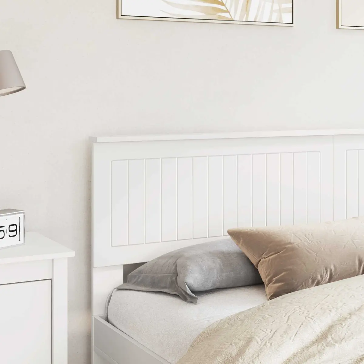 Engineered Wood Headboard Modern Minimalist White Rectangular