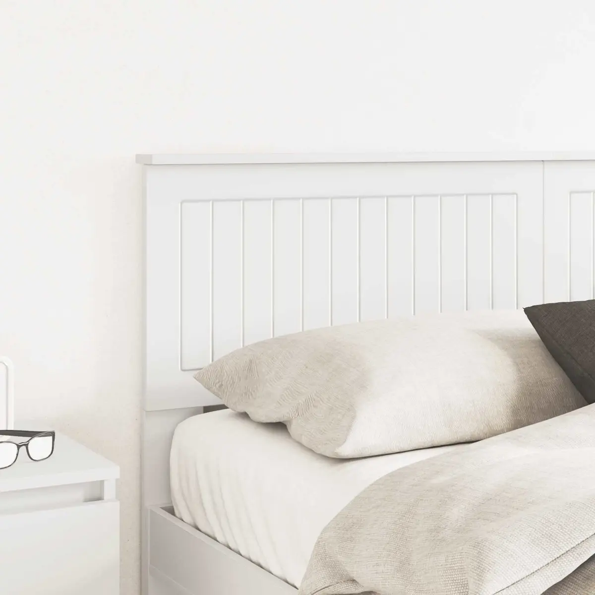 White Engineered Wood Headboard Modern Minimalist Bedroom Furniture Rectangular