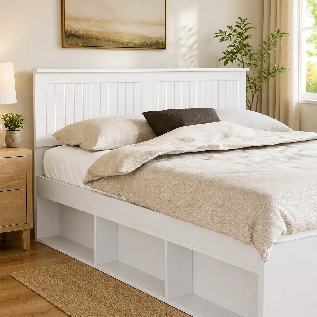 Engineered Wood Headboard Modern Minimalist White Rectangular
