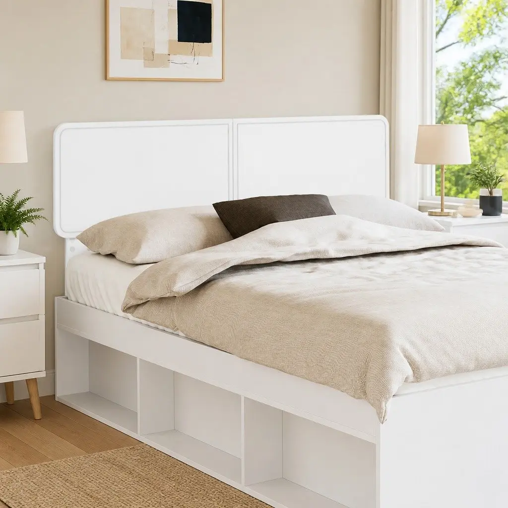 White Engineered Wood Headboard