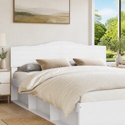 White Engineered Wood Headboard Modern Minimalist Bedroom Furniture Rectangular