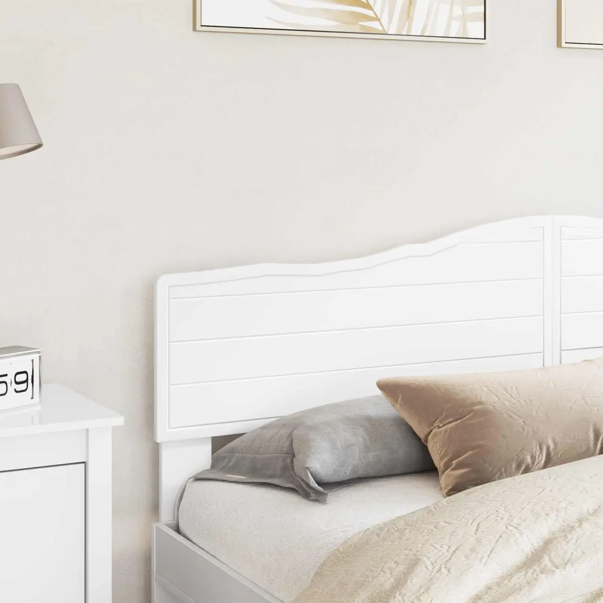 Engineered Wood Headboard Modern Minimalist White Rectangular