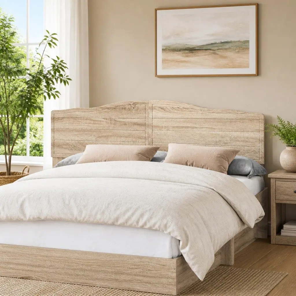 Headboard Modern Minimalist Engineered Wood Brown Rectangular