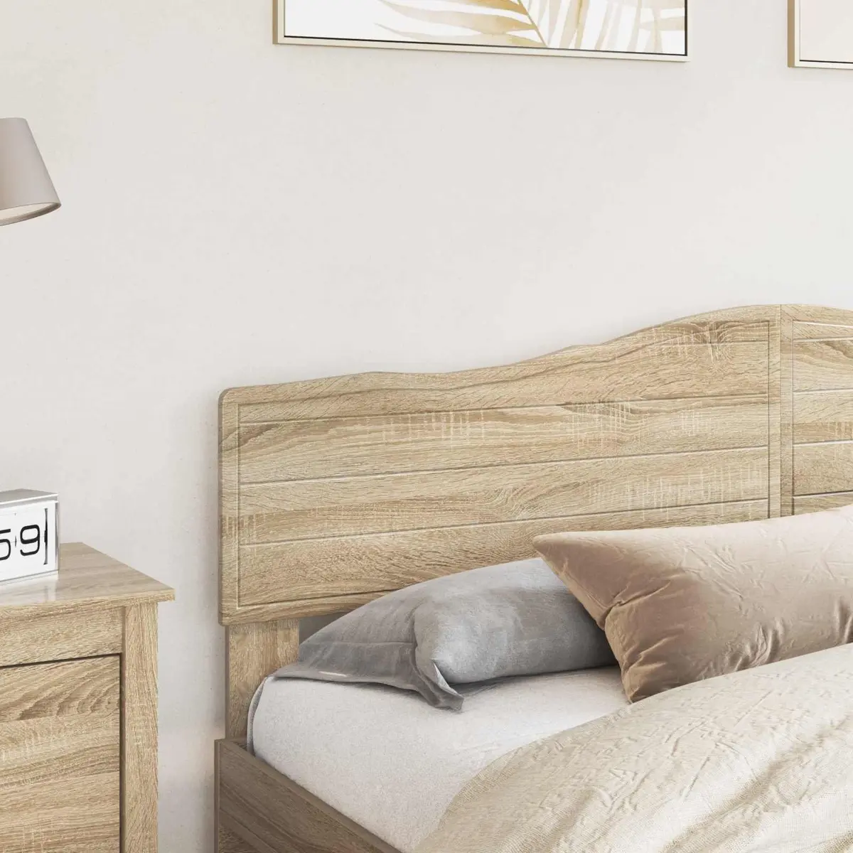 Headboard Modern Minimalist Engineered Wood Brown Rectangular