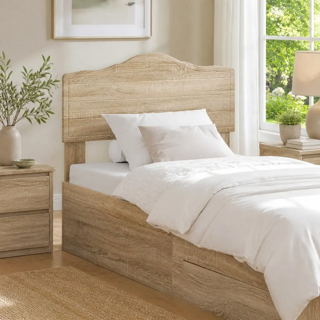 Headboard Engineered Wood Modern Bedroom Furniture Brown Minimalist Design