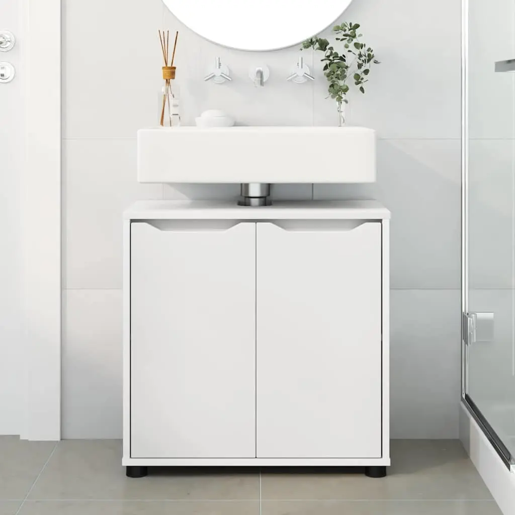 Bathroom Basin Cabinet Modern Engineered Wood White 60cm