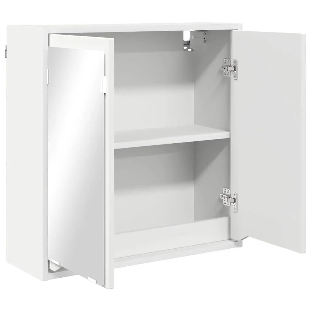 Bathroom Cabinet White Wall-Mounted Mirror Unit Engineered Wood 60x20x60 cm