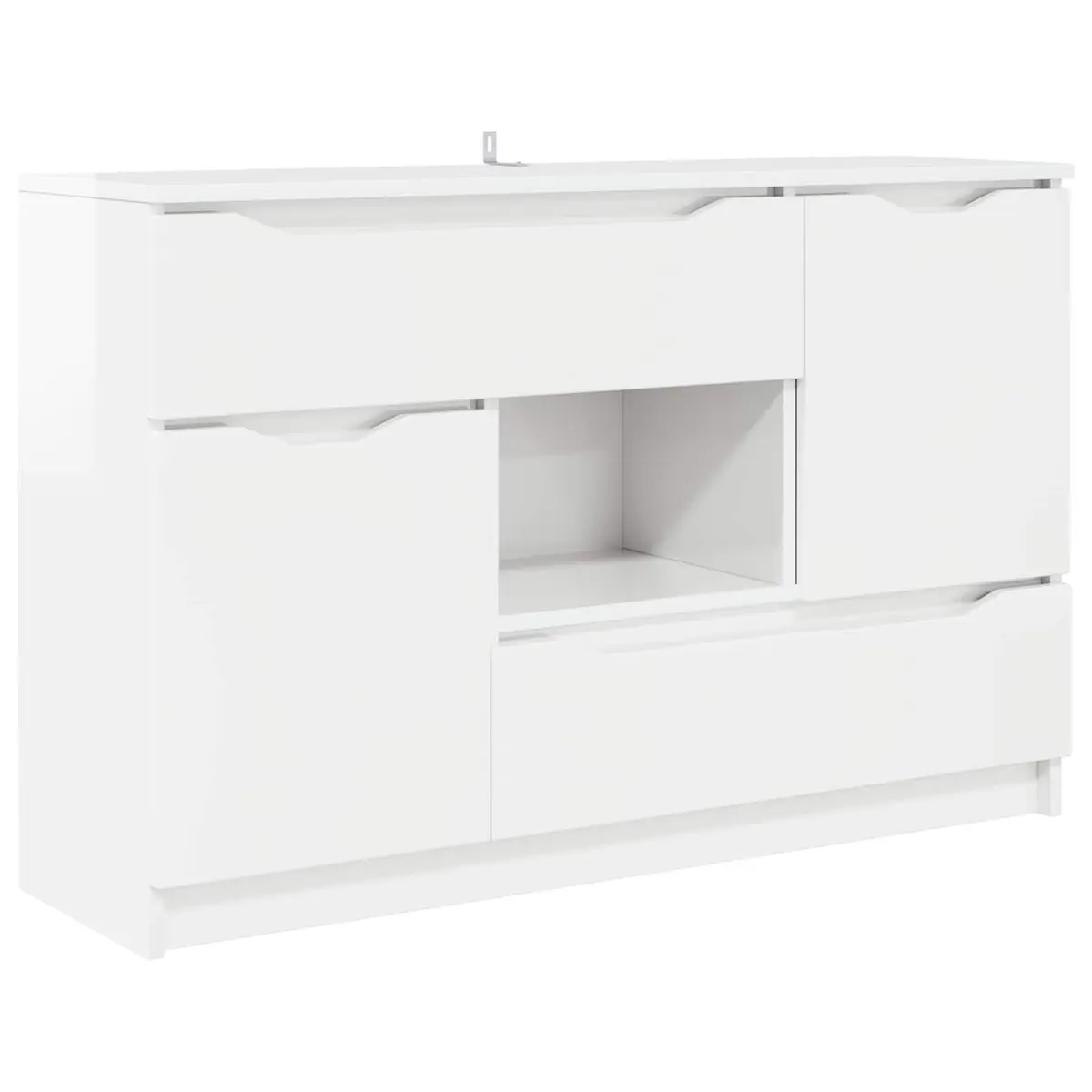 Sideboard High Gloss White Modern Storage Cabinet 100W x 30D x 65.6H cm