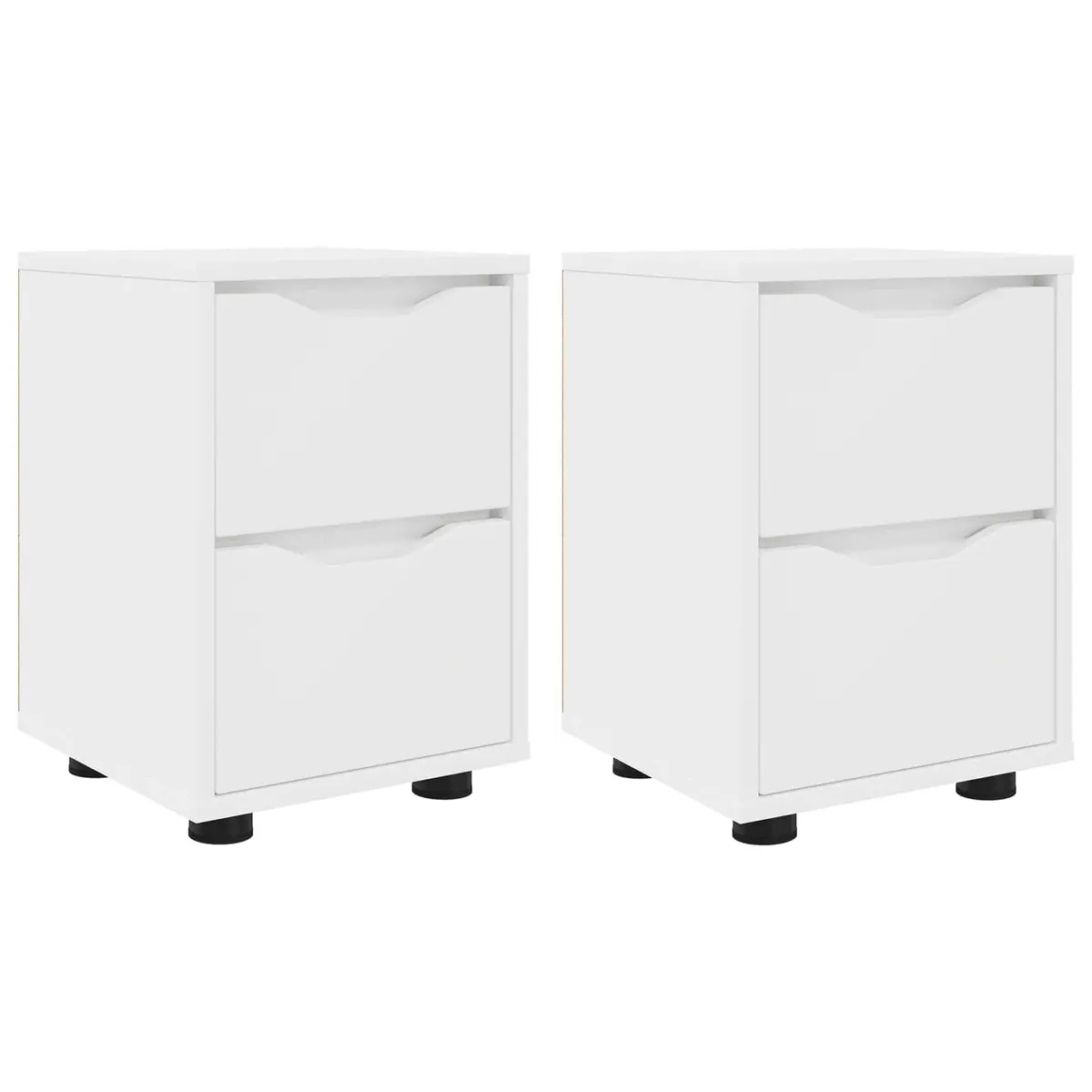 Bedside Table Modern White Engineered Wood Nightstand Bedroom Storage Drawer