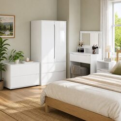 Storage Cabinet High Gloss White Bedroom Living Room Furniture Drawers Organiser