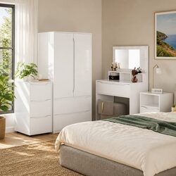Storage Cabinet High Gloss White Sleek Modern Design Drawers Bedroom Living Room