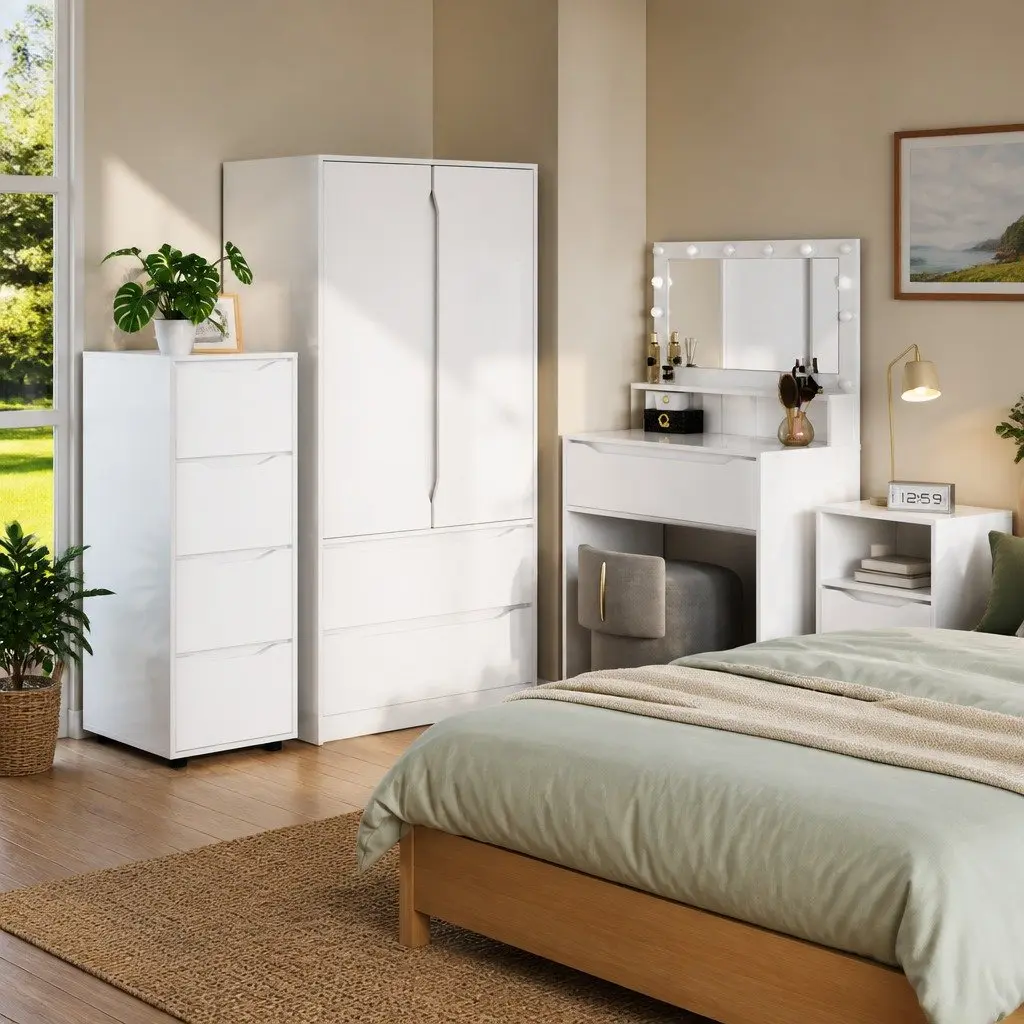Storage Cabinet High Gloss White Engineered Wood 40 x 48 x 105 cm