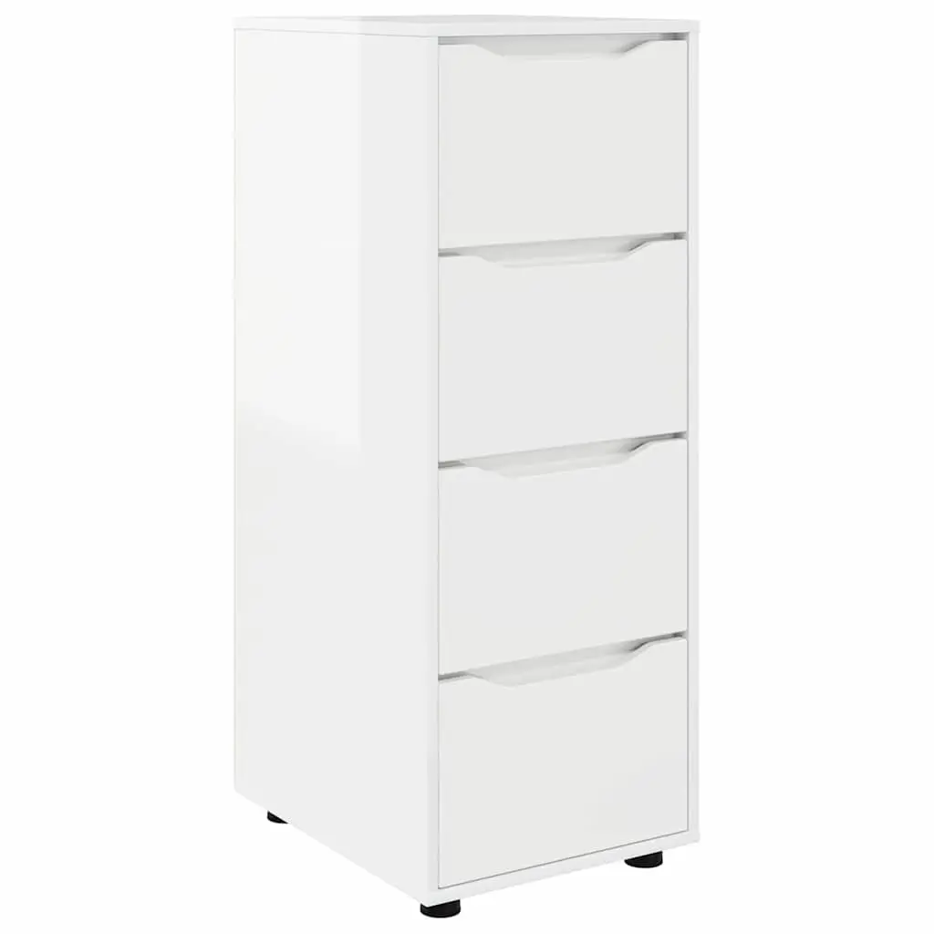 Storage Cabinet High Gloss White Engineered Wood 40 x 48 x 105 cm