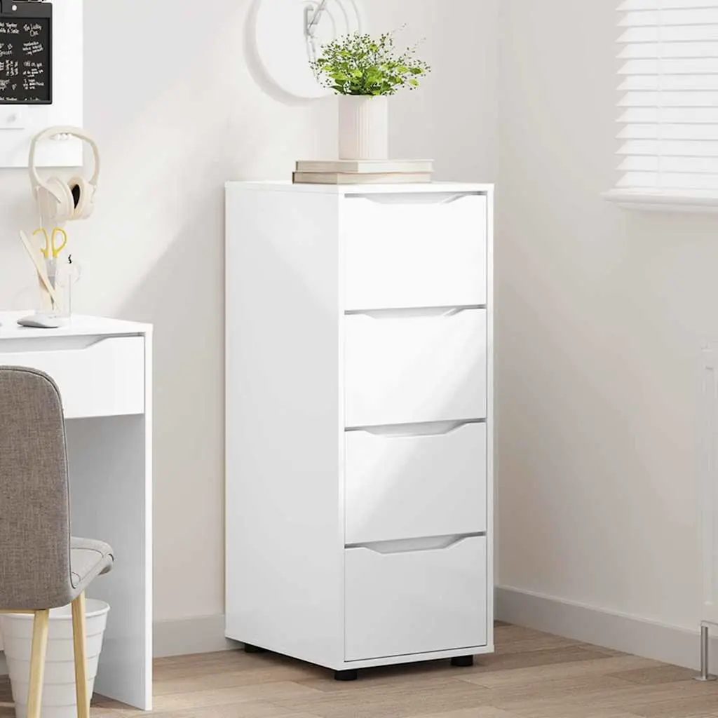 Storage Cabinet High Gloss White Engineered Wood 40 x 48 x 105 cm