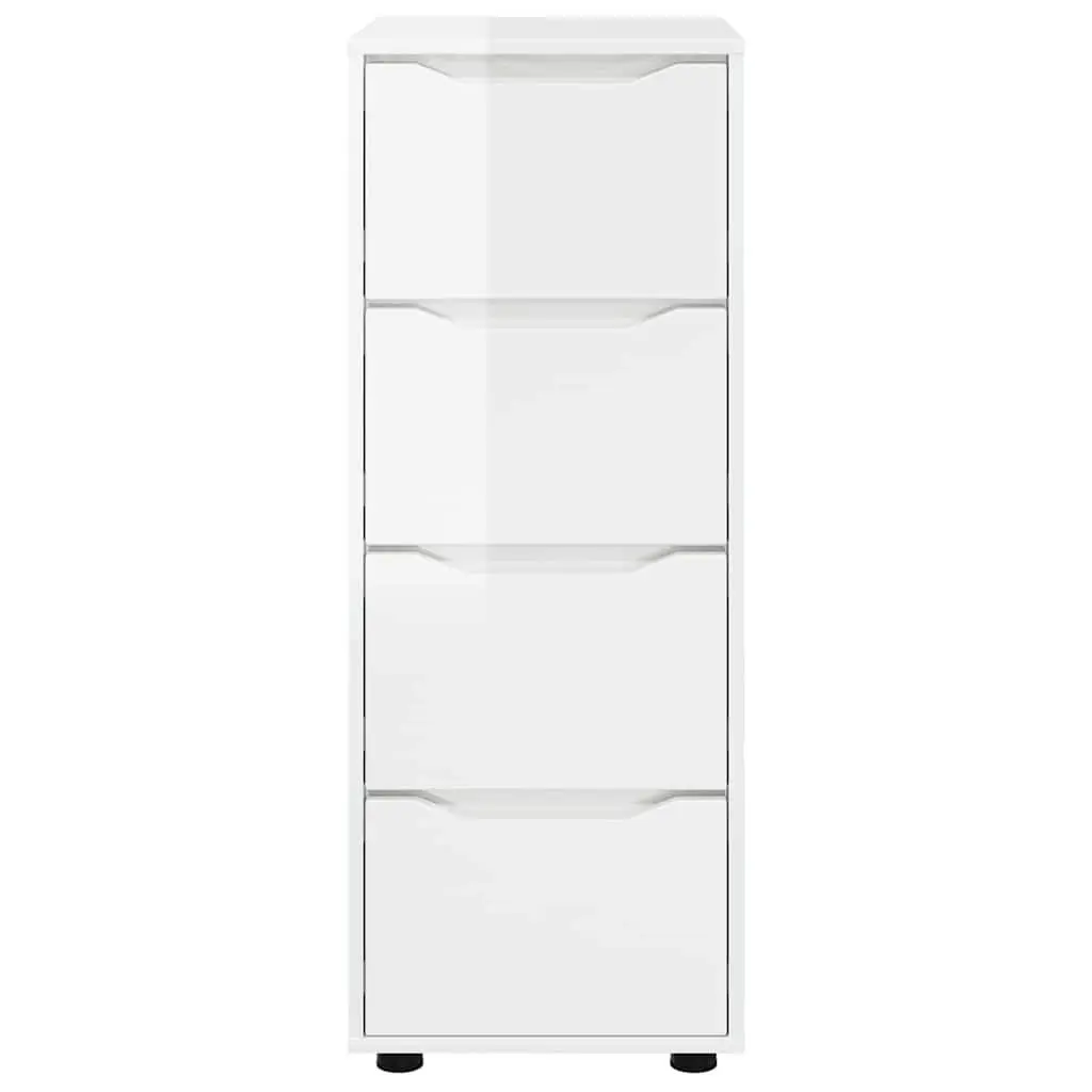 Storage Cabinet High Gloss White Engineered Wood 40 x 48 x 105 cm