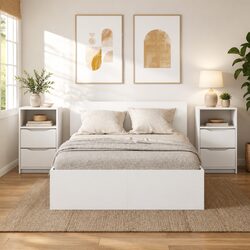 Friendly White Bedside Tables for Your Convenience - 2 Pcs