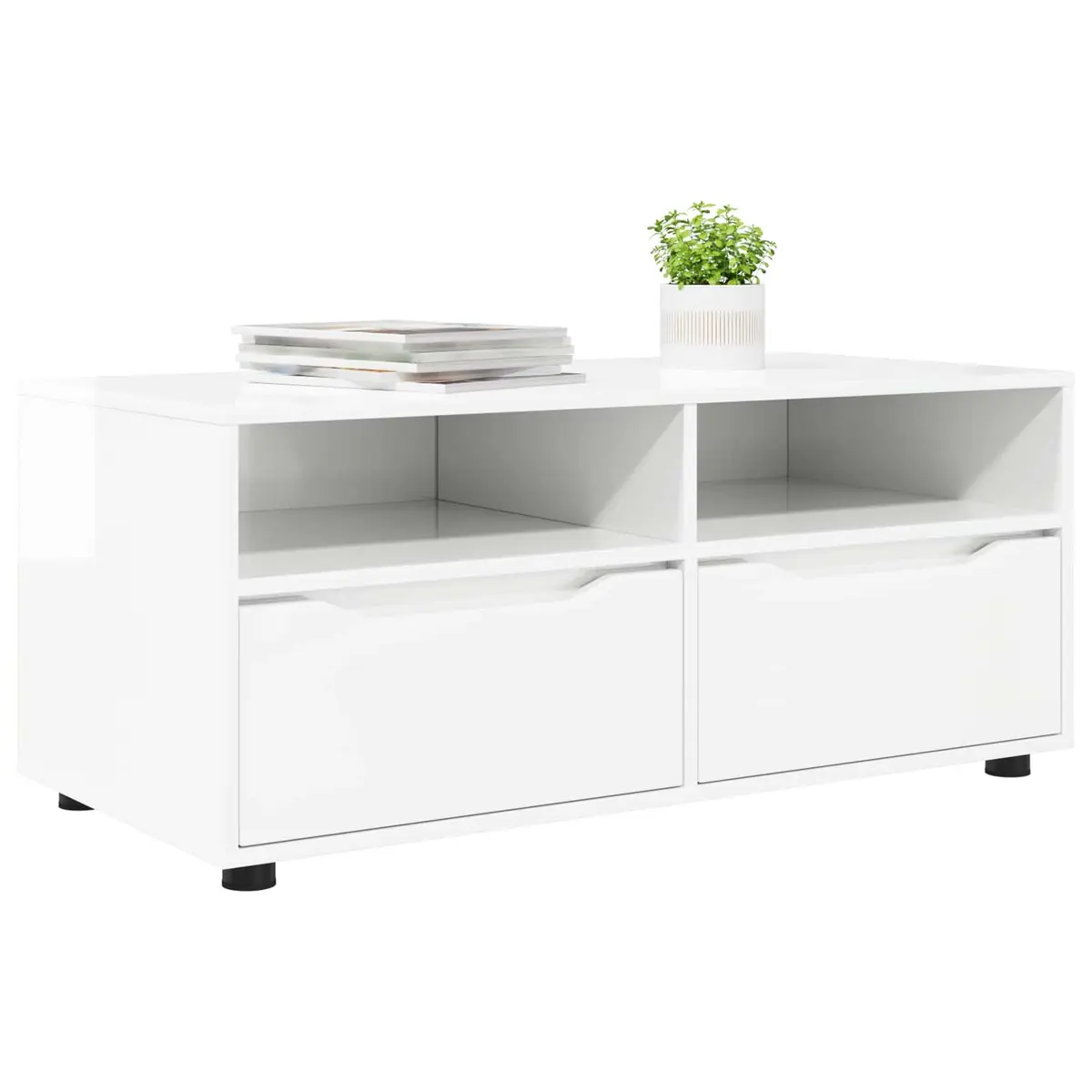 TV Cabinet High Gloss White Modern Engineered Wood 100 x 48 x 43 cm