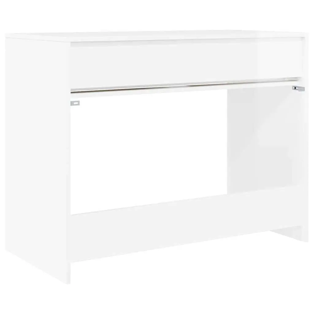 Engineered Wood Desk High Gloss White Rectangular 100cm