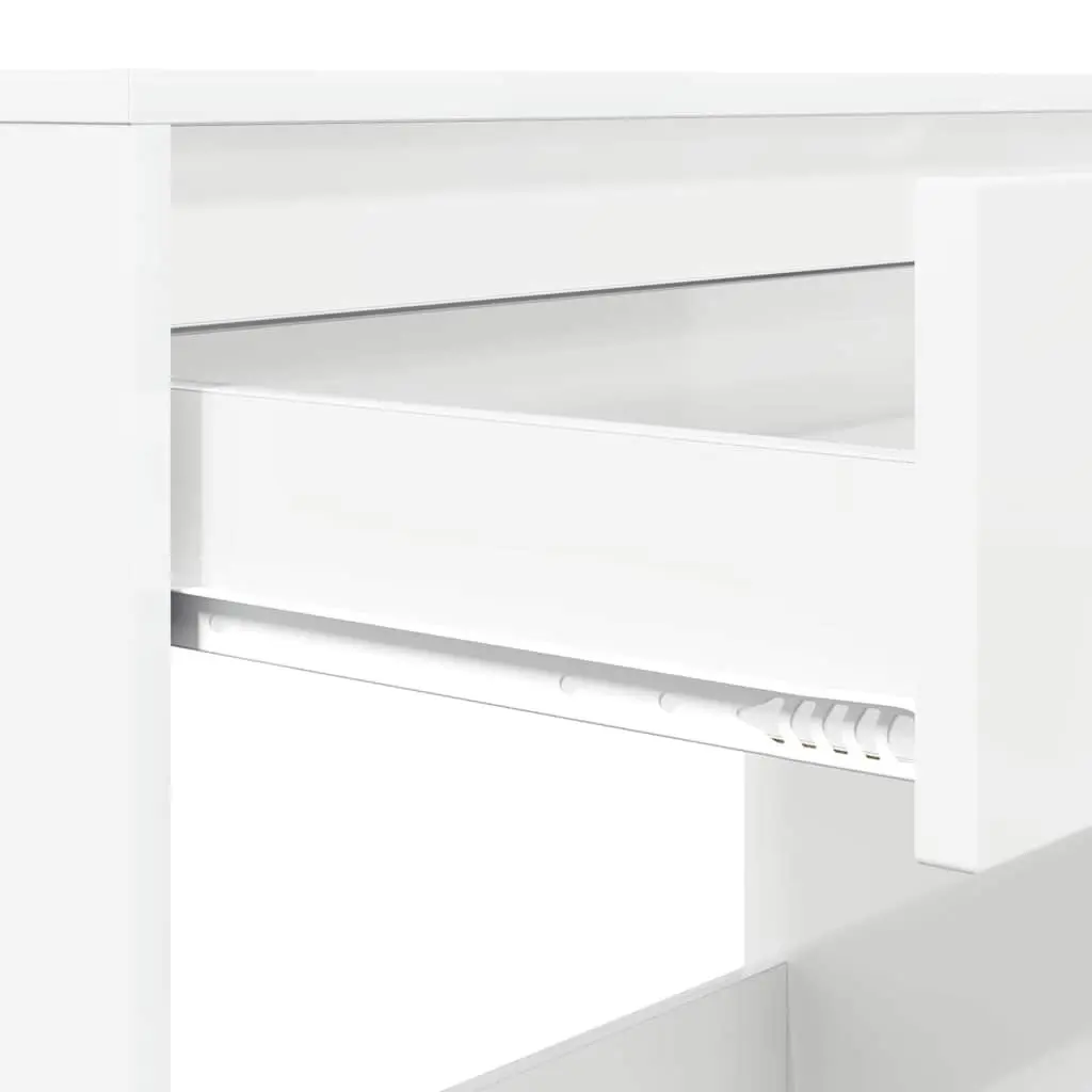 Engineered Wood Desk High Gloss White Rectangular 100cm