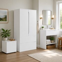 Bathroom Storage Cabinet White 40.5 x 40 x 44 cm Engineered Wood Minimalist
