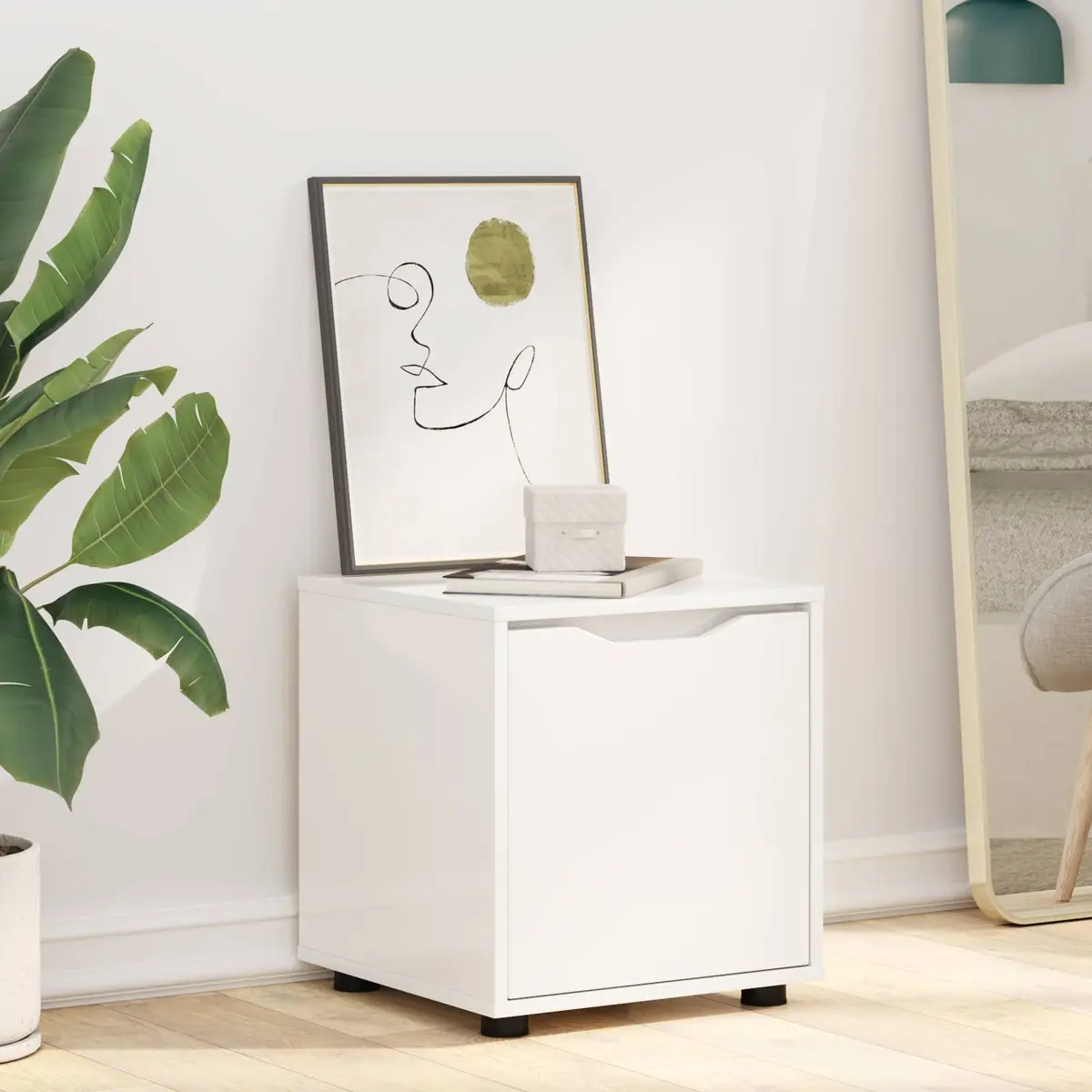 Bathroom Cabinet Minimalist High Gloss White 40.5 x 40 x 44 cm