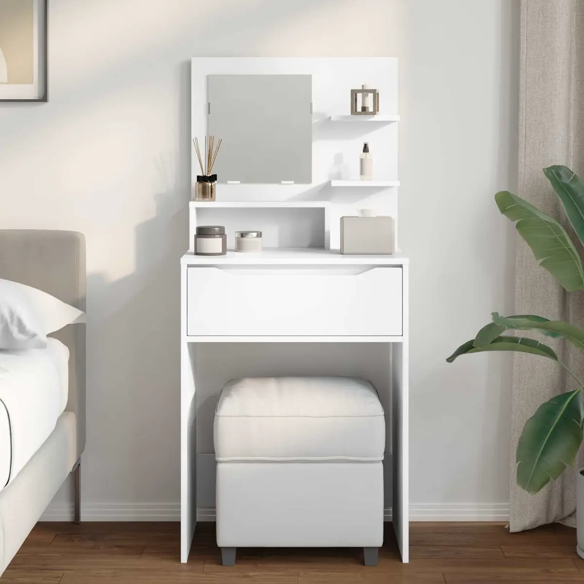 Dressing Table Modern White Engineered Wood 80 x 39.6 x 135 cm