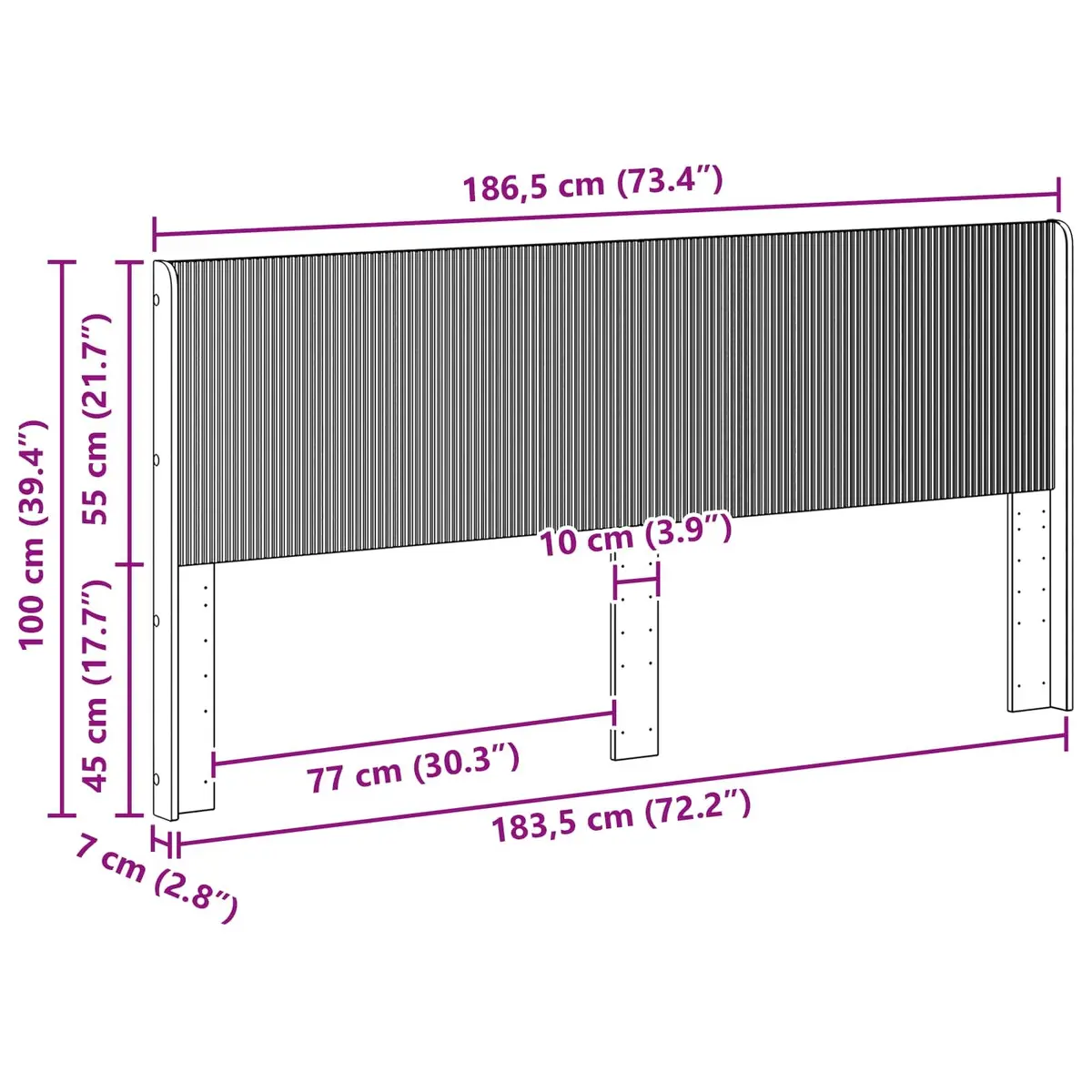 Headboard Engineered Wood Vertical Slat Design Bedroom Furniture Brown
