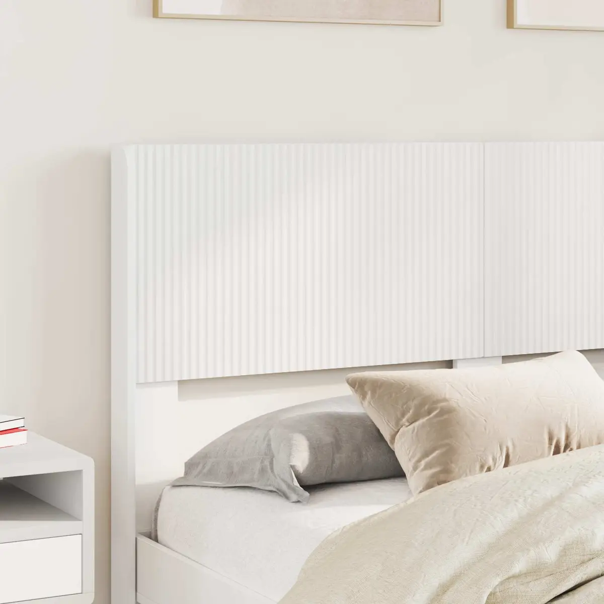 White Headboard with Vertical Slats