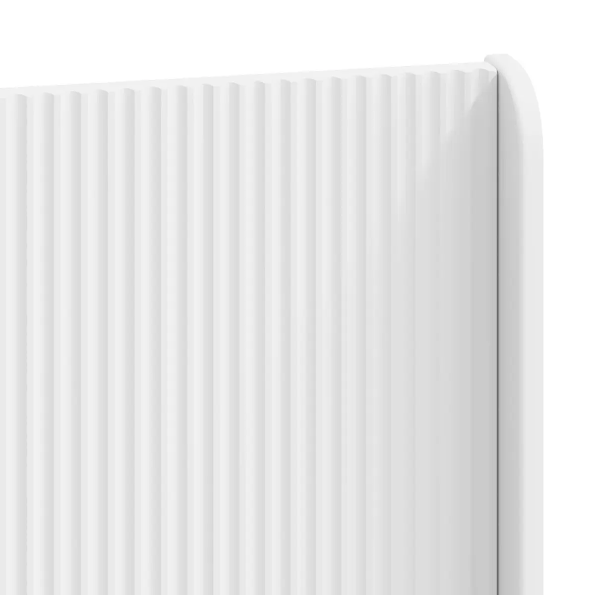 White Headboard Vertical Slat Design Engineered Wood Bed Frame Mount Bedroom