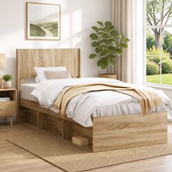 Headboard Brown Vertical Slat Design Engineered Wood Bedroom Furniture Mount