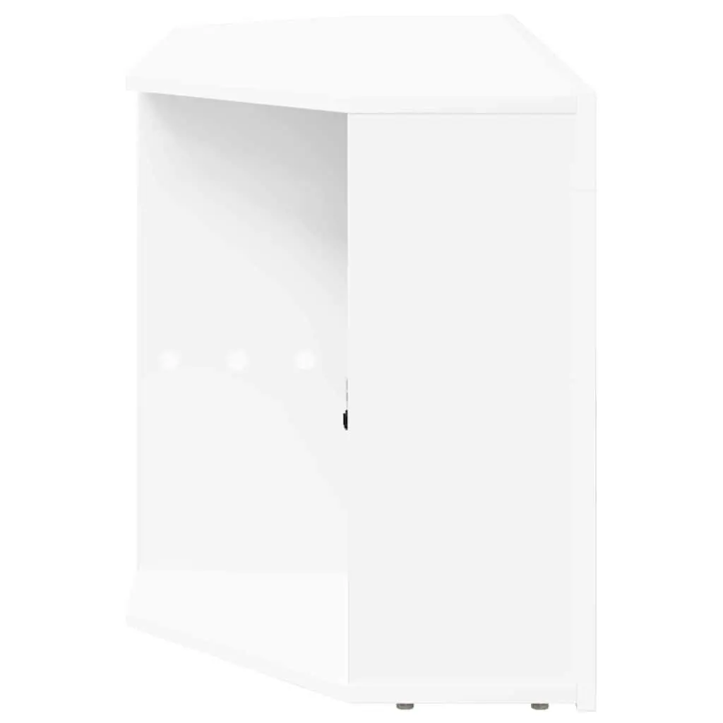 Corner LED TV Cabinet White Modern Living Room Storage Unit Wall Mounted
