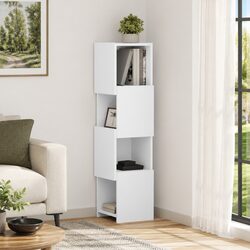Corner Storage Cabinet 25.5x25x102cm Modern Living Room Shelving Unit
