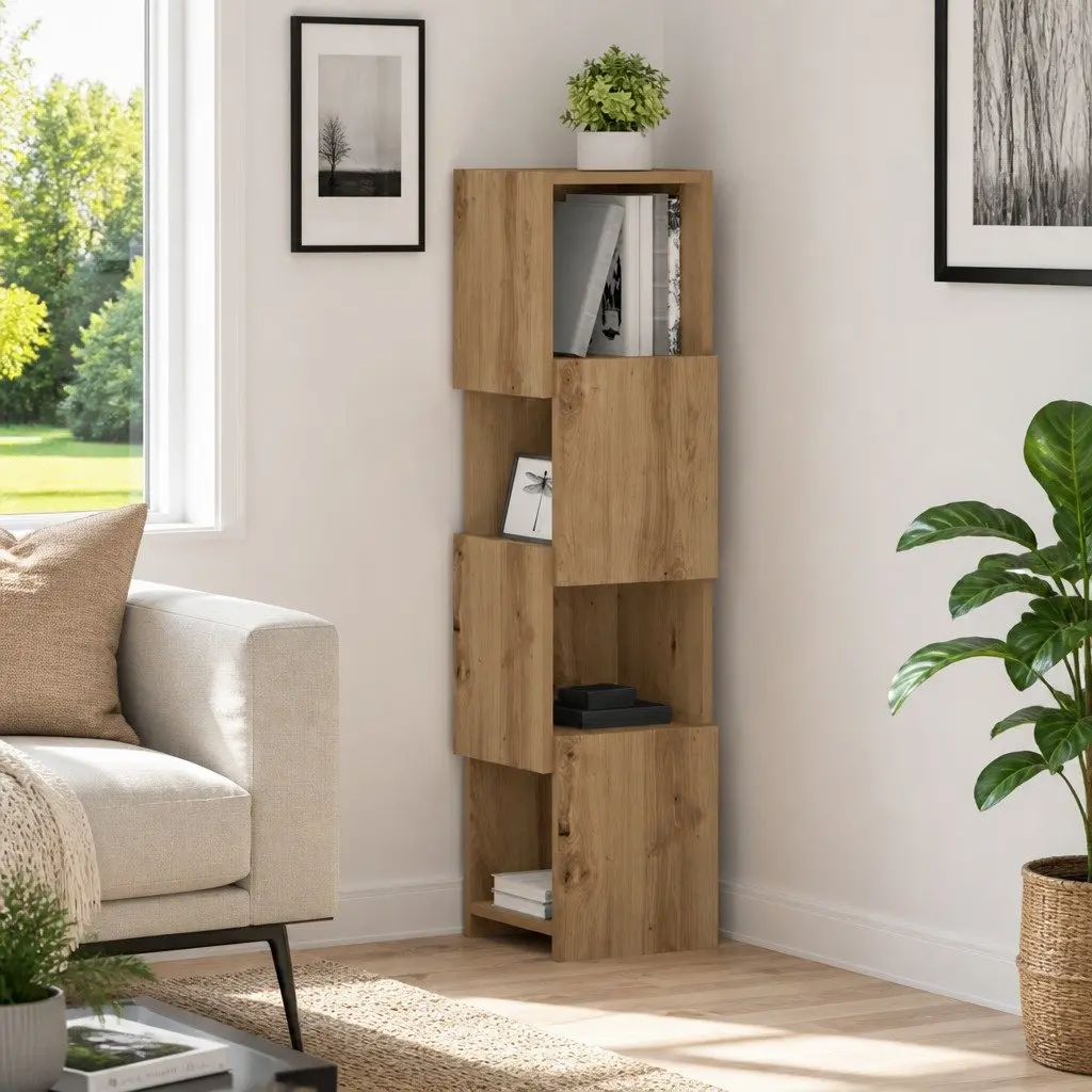 Corner Storage Cabinet Modern 25.5x25x102cm Brown