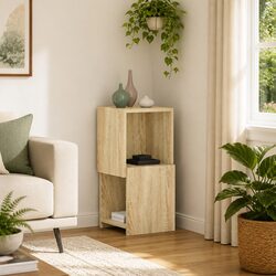 Friendly Brown Corner Cabinet to Organize Your Space