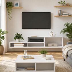 Wall Mounted TV Stand 150x25x28.5cm Engineered Wood Shelves Storage Unit