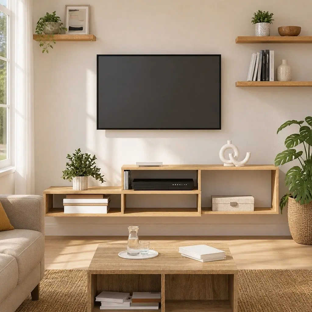 Grey Wall Mounted TV Stand