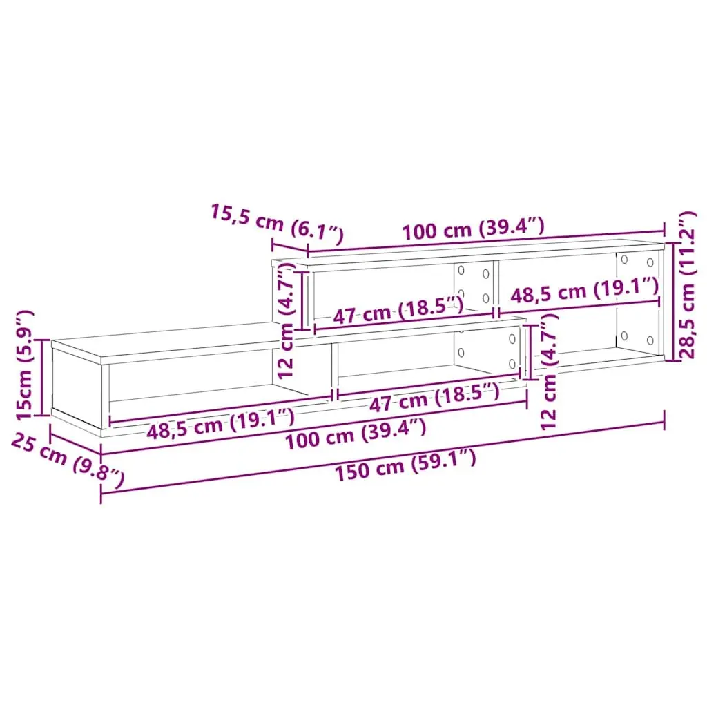 Grey Wall Mounted TV Stand