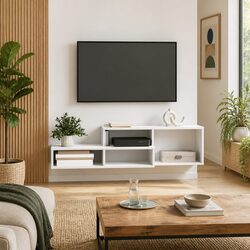 Wall Mounted TV Stand 120x25x28.5cm Engineered Wood Shelves Media Storage