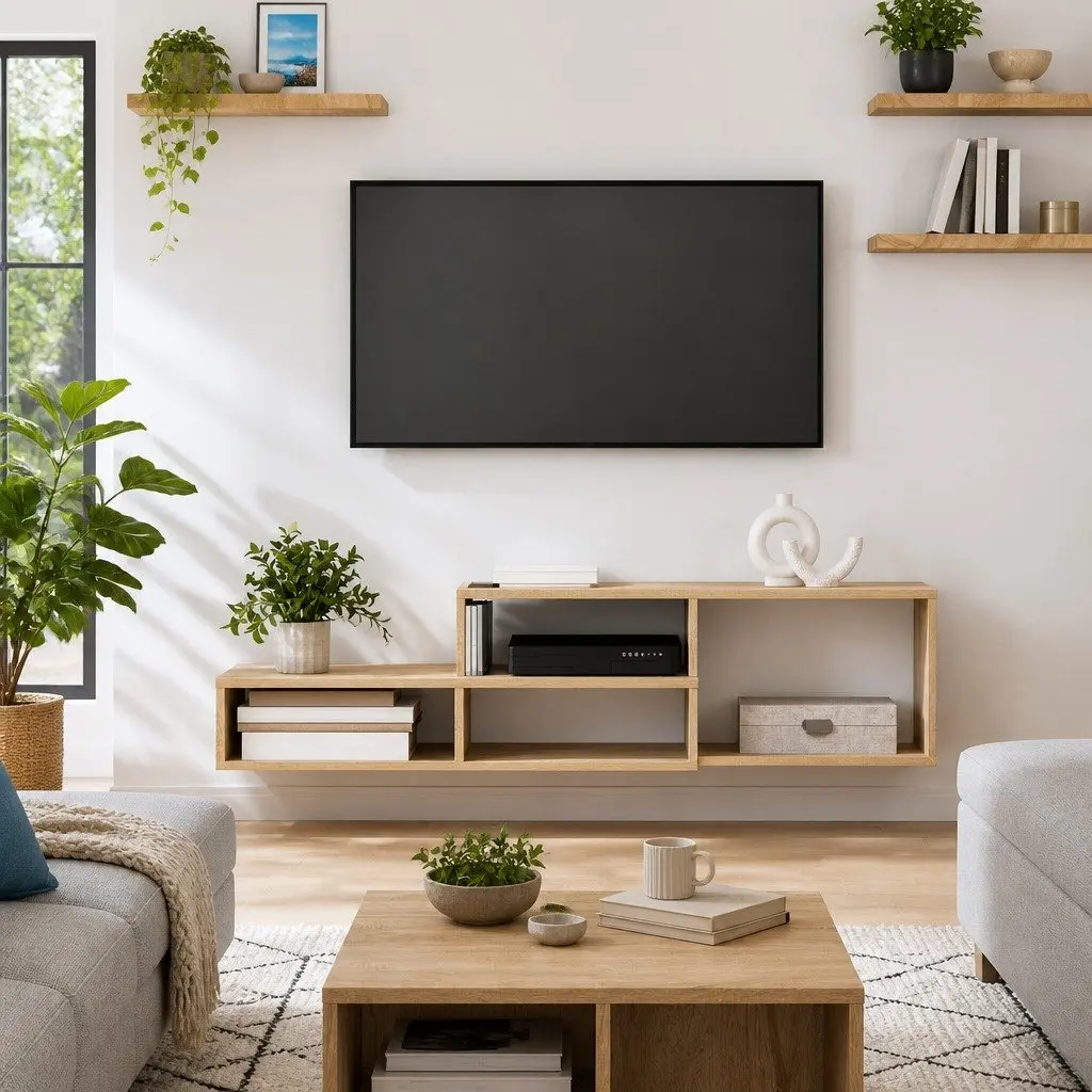 Grey Wall Mounted TV Stand for Easy Living