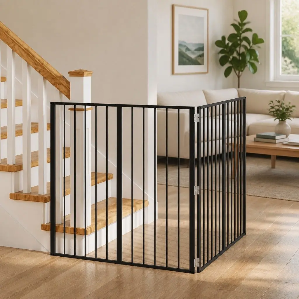 Dog Gate Foldable 2 Panels Black 100x100cm