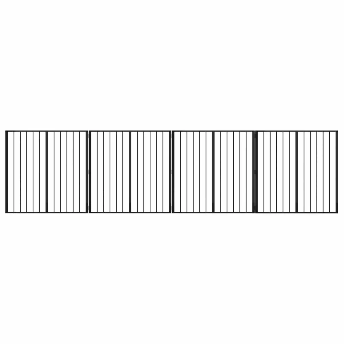 Dog Gate 4 Piece Black Galvanised Steel Pet Fence Panel 100 x 100 cm Puppy Barrier