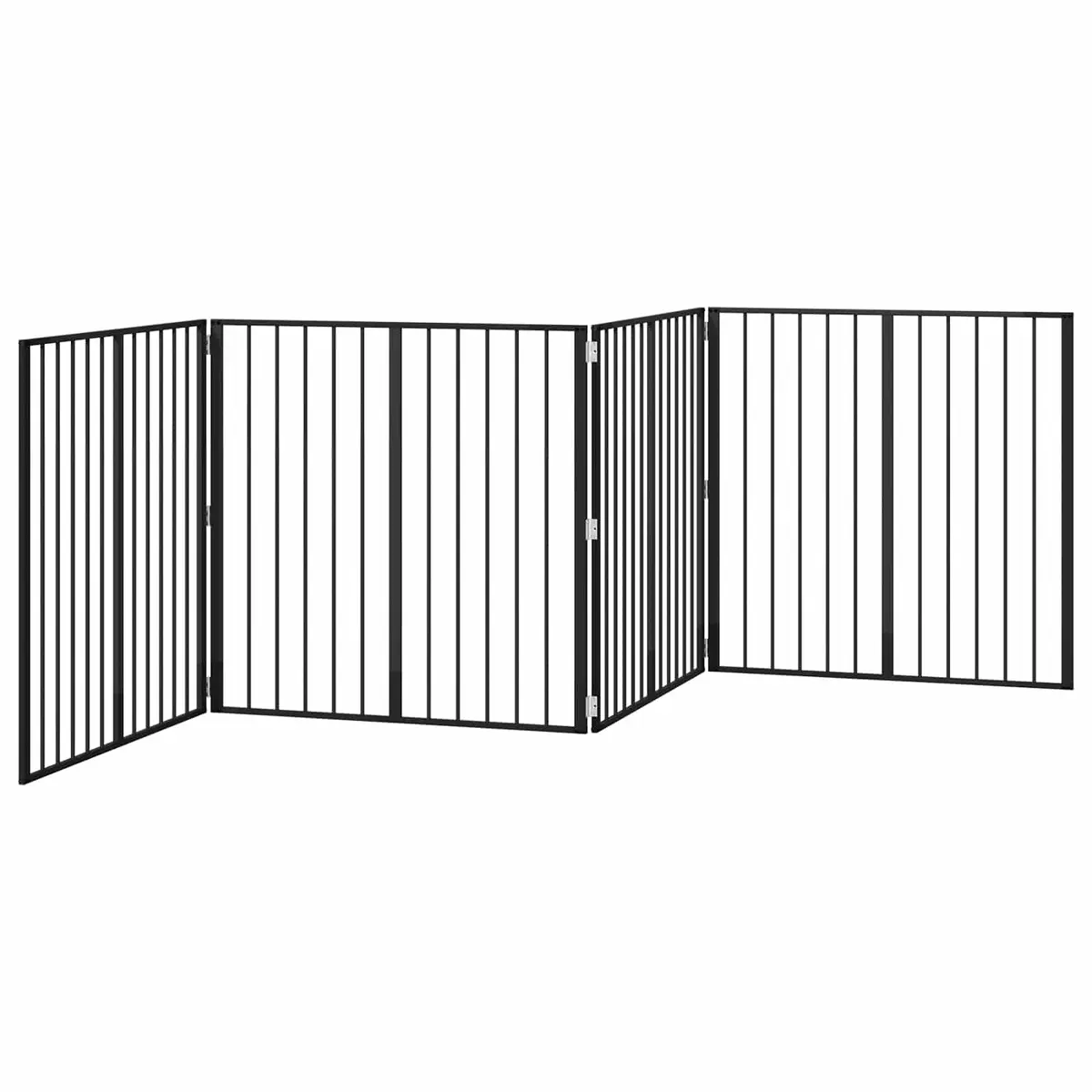 Dog Gate 4 Piece Black Galvanised Steel Pet Fence Panel 100 x 100 cm Puppy Barrier
