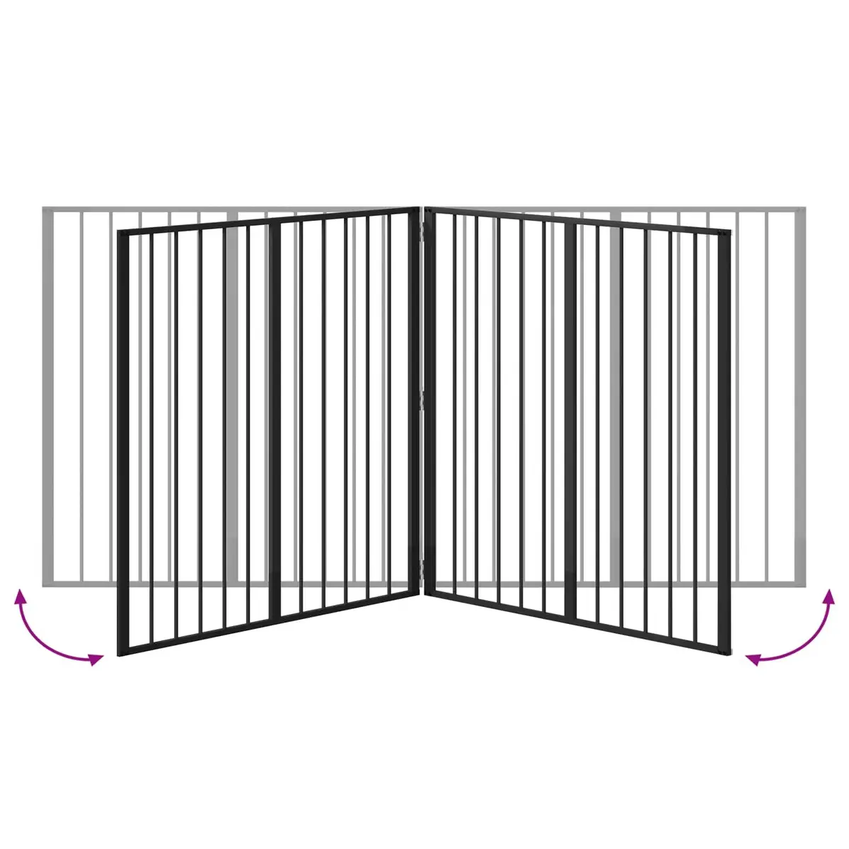 Dog Gate 4 Piece Black Galvanised Steel Pet Fence Panel 100 x 100 cm Puppy Barrier